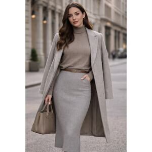 Vintage Womens Lambswool Skirt Small Gray Style Italy Midi Quiet Luxury Citycore